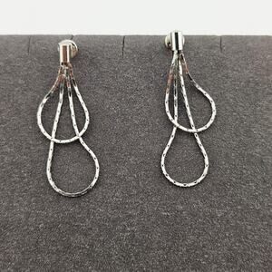 Silver Tone Slinky Chain Layered Dangle Drop Earrings Post Stud Special Occasion